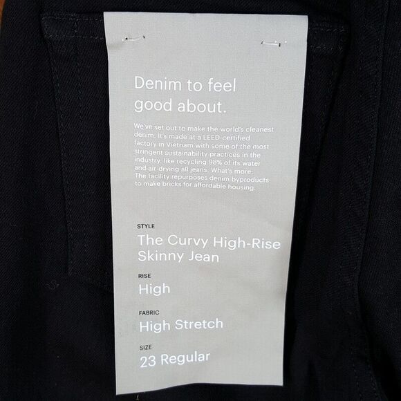 EVERLANE Womens Jeans Size 23 Black Wash CURVY HIGH RISE SKINNY Stretch Denim - Picture 11 of 13